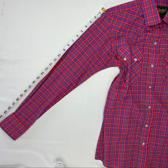 M.L. Leddy’s Plaid Pearl Snap Western Shirt NWT - Picture 9 of 16
